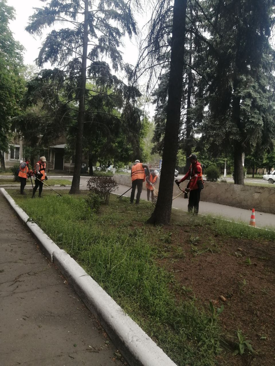 Коммунальщики Снежного продолжают благоустраивать территории общего пользования.