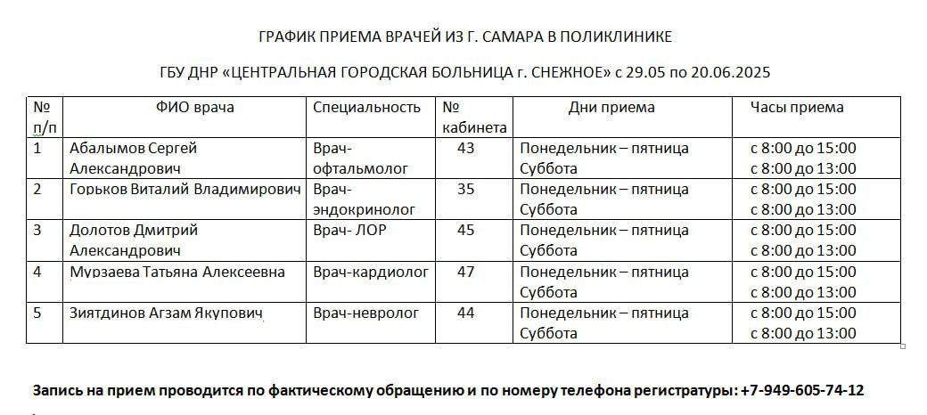 Вниманию снежнянцев!.
