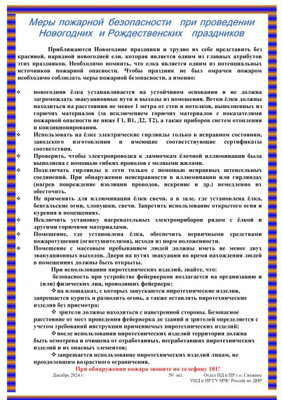 Меры пожарной безопасности при проведении Новогодних и Рождественских праздников. Меры пожарной безопасности при проведении Новогодних и Рождественских праздников.