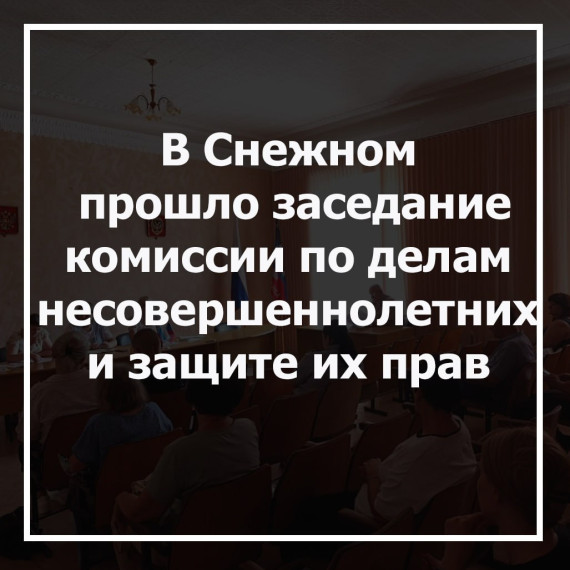 В Снежном прошло заседание комиссии по делам несовершеннолетних и защите их прав. В Снежном прошло заседание комиссии по делам несовершеннолетних и защите их прав.
